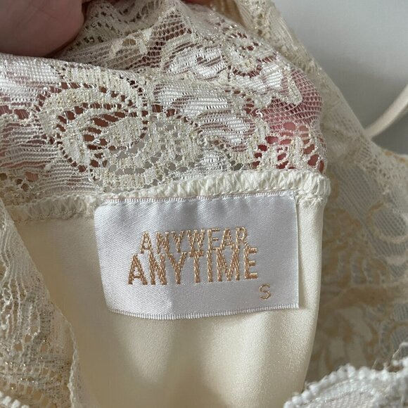 Vintage Anywear Anytime Floral Lace Sheer Bust Slip Dress Cream Small - Picture 8 of 8
